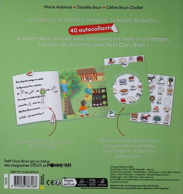 Quatrième de couverture de « La ferme : 40 autocollants à deplacer »