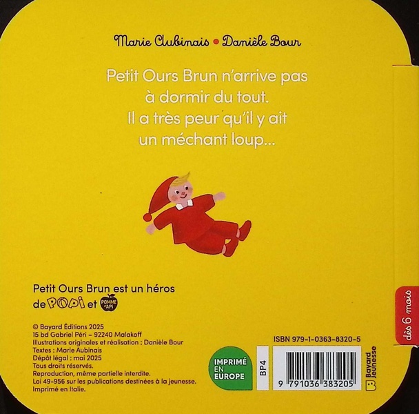 Quatrième de couverture de « Petit Ours brun n'arrive pas à dormir »
