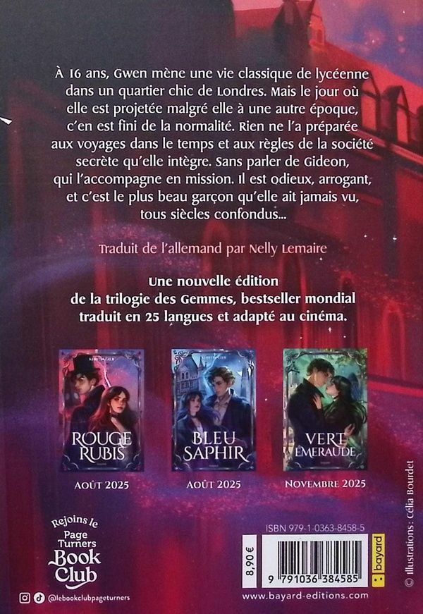 Quatrième de couverture de « LA TRILOGIE DES GEMMES, TOME 01 - ROUGE RUBIS »