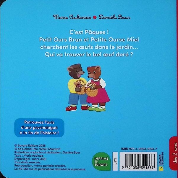 Quatrième de couverture de « PETIT OURS BRUN CHERCHE LES OEUFS DE PAQUES - DES 2 ANS »