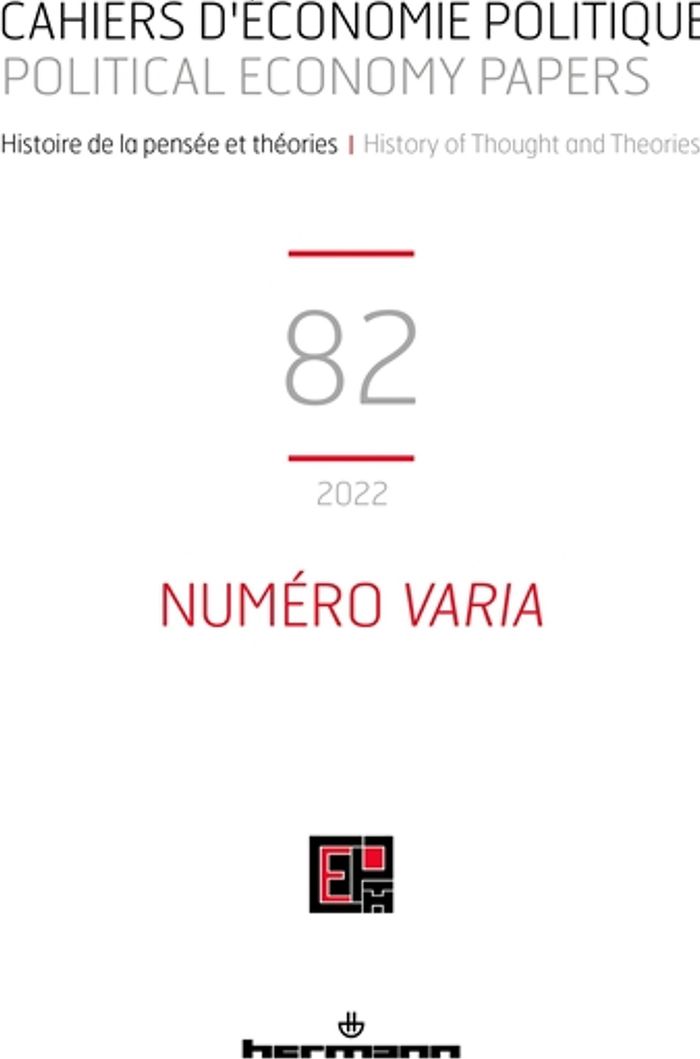 Couverture du livre « CAHIERS D'ECONOMIE POLITIQUE N 82 - NUMERO VARIA » de Patrick Mardellat, librairie Les Contes Infusés à Corte