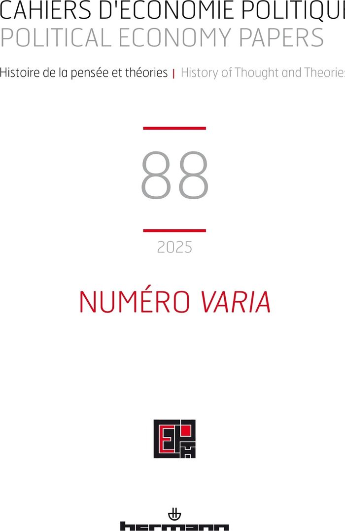Couverture du livre « CAHIERS D'ECONOMIE POLITIQUE N 88 - NUMERO VARIA » de Patrick Mardellat, librairie Les Contes Infusés à Corte