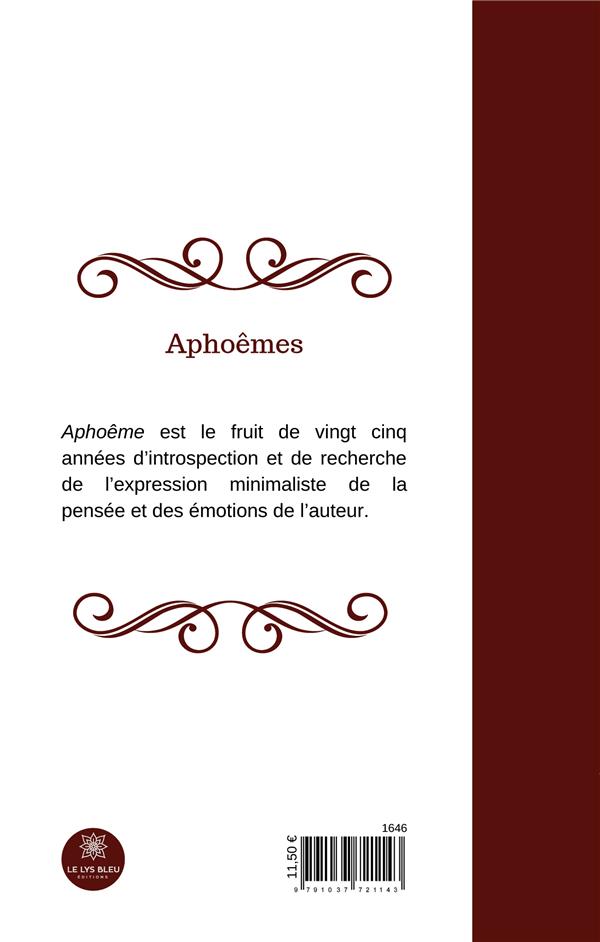 Quatrième de couverture de « APHOEMES »