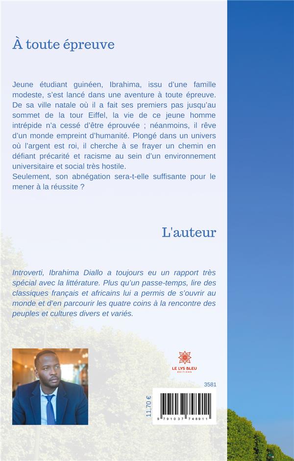 Quatrième de couverture de « A TOUTE EPREUVE »