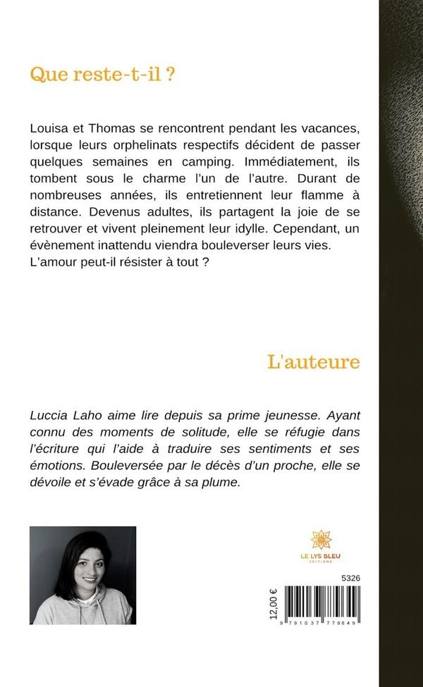 Quatrième de couverture de « QUE RESTE-T-IL ? »