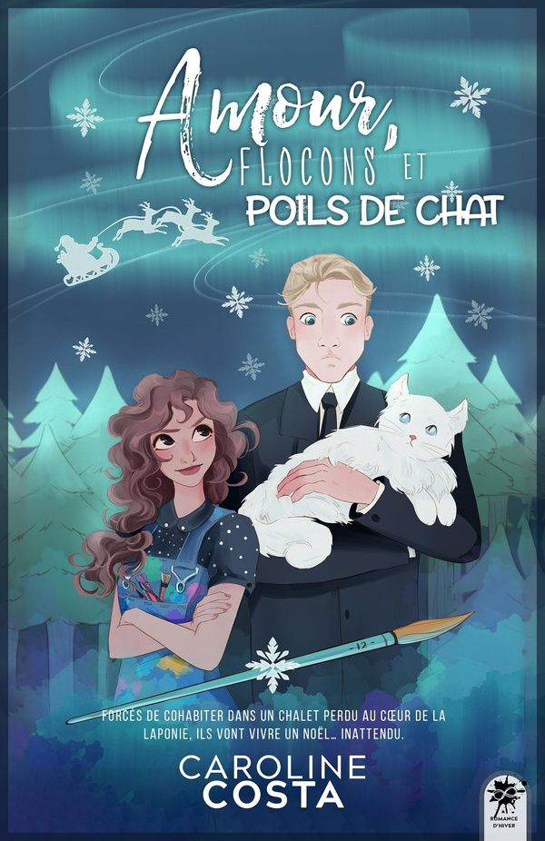 Couverture du livre « Amour, flocons et poils de chat » de Caroline Costa, librairie Les Contes Infusés à Corte