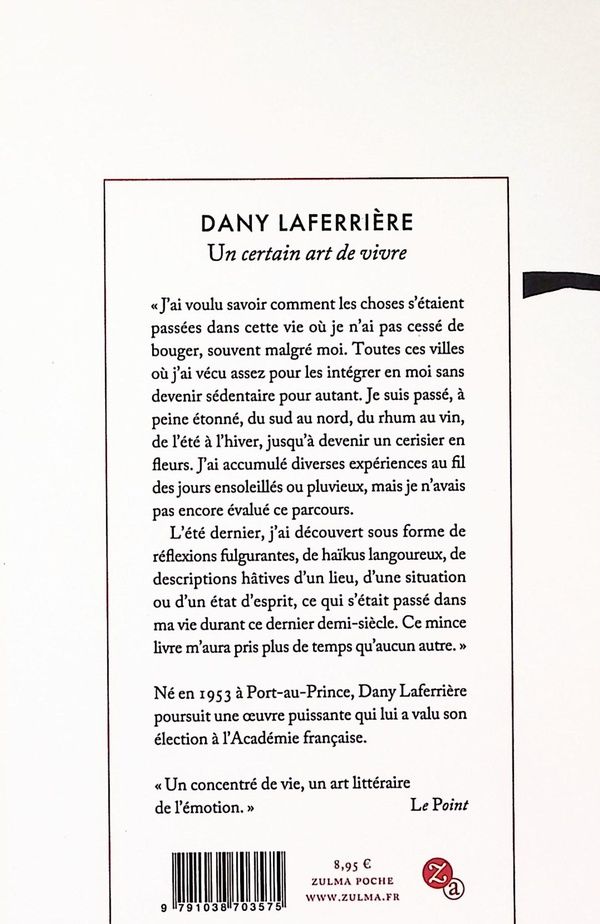 Quatrième de couverture de « Un certain art de vivre »