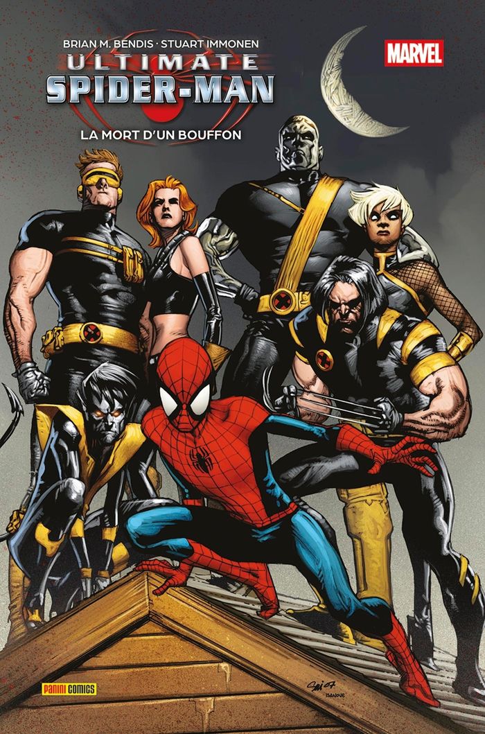 Couverture du livre « Ultimate Spider-Man : la mort d'un bouffon » de Brian Michael Bendis, librairie Les Contes Infusés à Corte