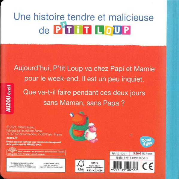 Quatrième de couverture de « P'TIT LOUP VA CHEZ PAPI ET MAMIE NED »