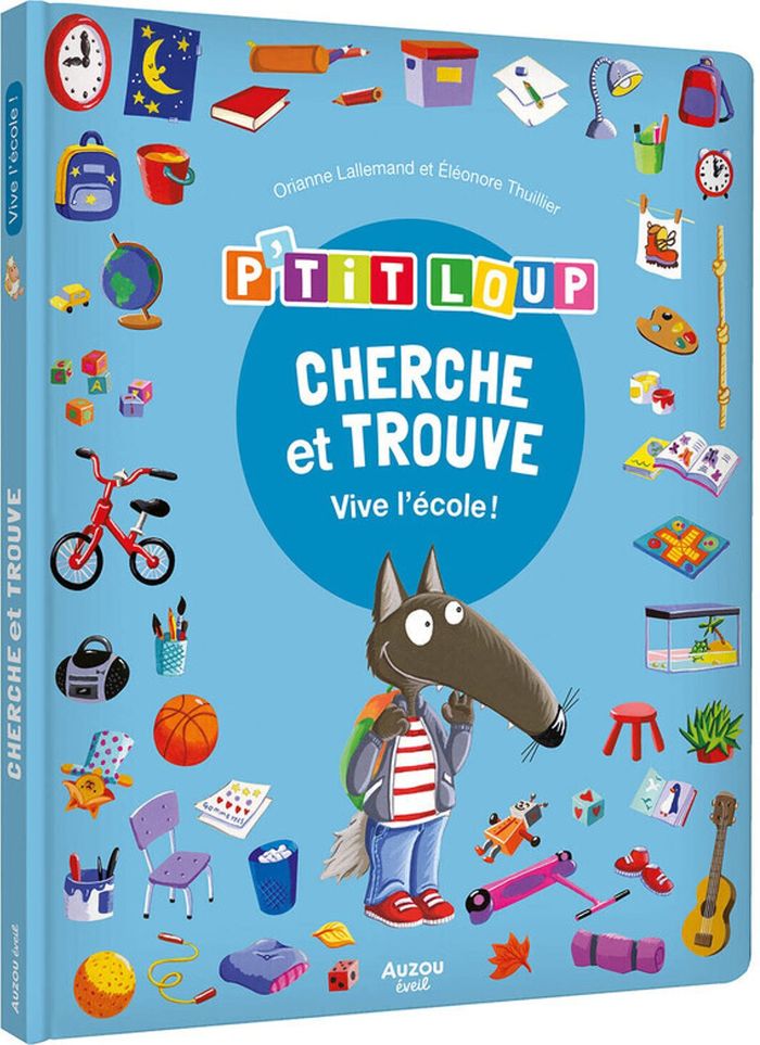 Couverture du livre « Cherche et trouve, vive l'école ! » de Orianne Lallemand, librairie Les Contes Infusés à Corte