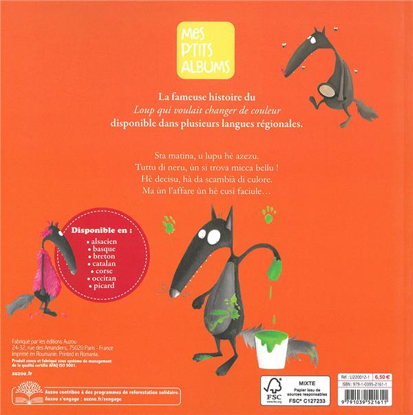 Quatrième de couverture de « LOUP - U LUPU CHI VULIA SCAMBIA DI CULORE - CORSE »