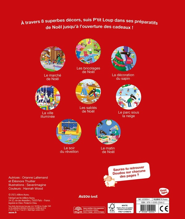 Quatrième de couverture de « P'TIT LOUP - CHERCHE ET TROUVE - VIVE NOEL »