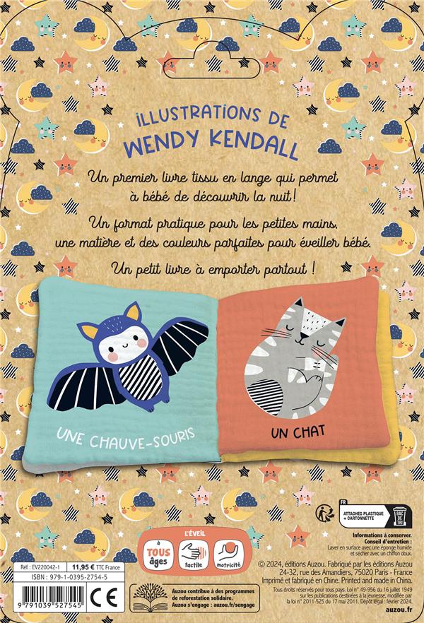 Quatrième de couverture de « MON PREMIER LIVRE TISSU EN LANGE - BONNE NUIT »