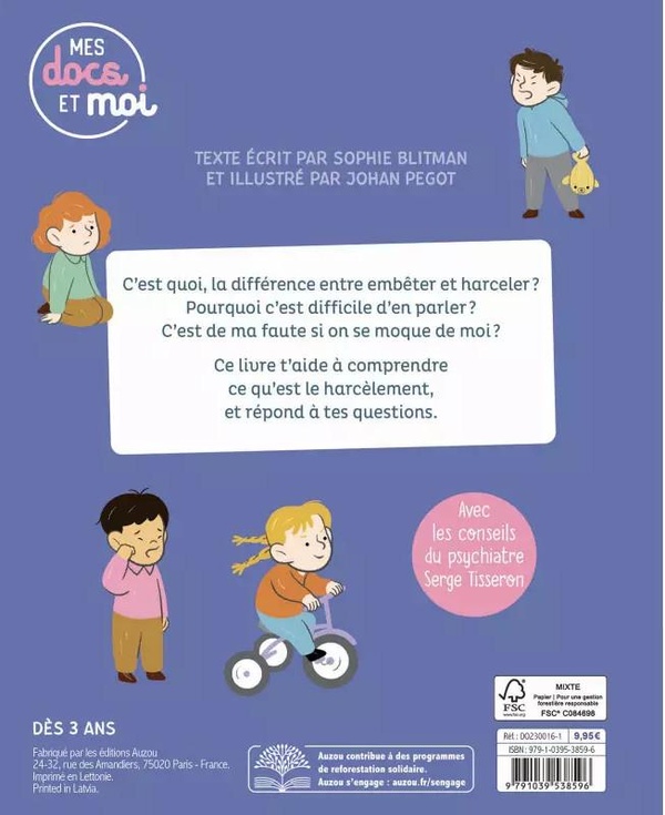 Quatrième de couverture de « On m'embête tout le temps : qu'est-ce que je peux faire ? »