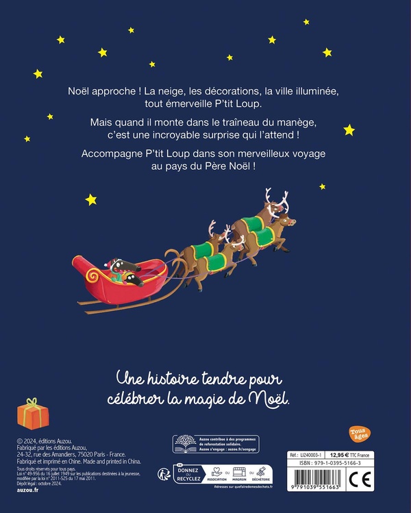 Quatrième de couverture de « MERVEILLEUX NOEL DE P'TIT LOUP »