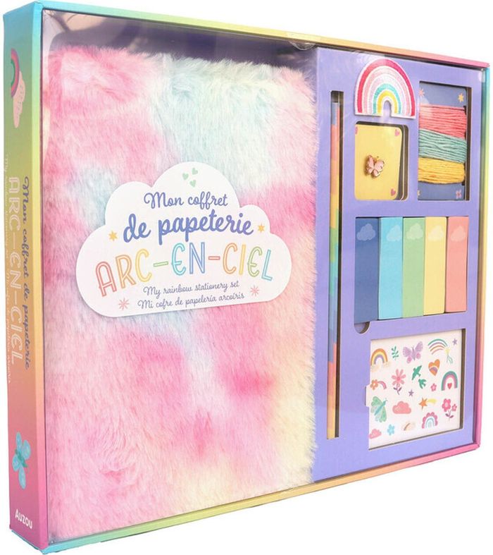 Couverture du livre « MON COFFRET PAPETERIE ARC-EN-CIEL », librairie Les Contes Infusés à Corte