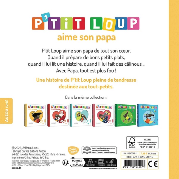 Quatrième de couverture de « P'tit Loup aime son papa »