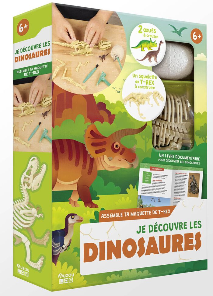 Couverture du livre « AUZOU LAB' - JE DECOUVRE LES DINOSAURES » de Ousset/westermann, librairie Les Contes Infusés à Corte