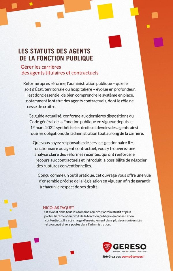 Quatrième de couverture de « Les statuts des agents de la fonction publique : gérer les carrières des agents titulaires et contractuels »