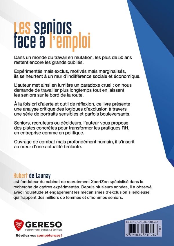 Quatrième de couverture de « Les seniors face à l'emploi : la force de l'expérience »