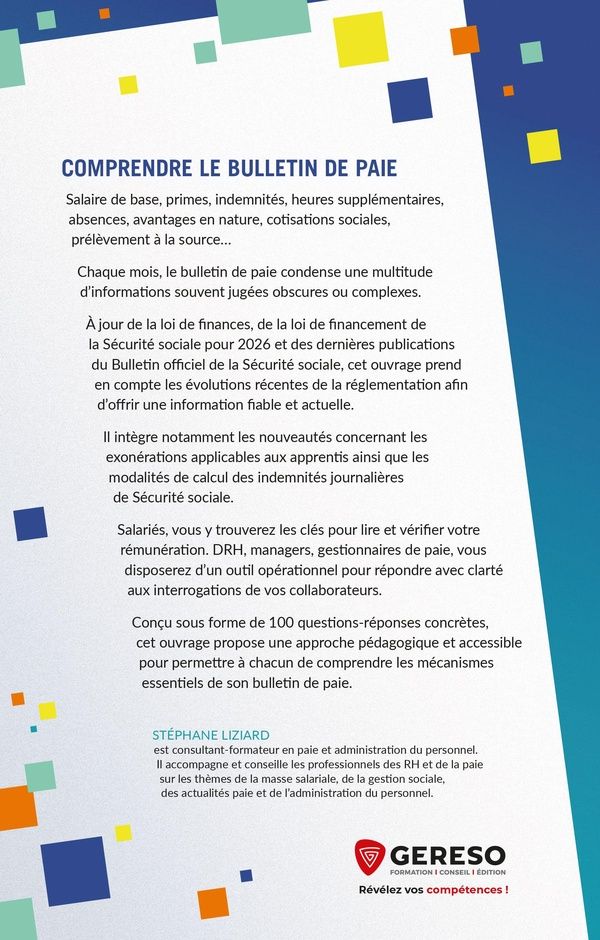Quatrième de couverture de « Comprendre le bulletin de paie : 100 questions pour décrypter, analyser et expliquer un bulletin de paie »