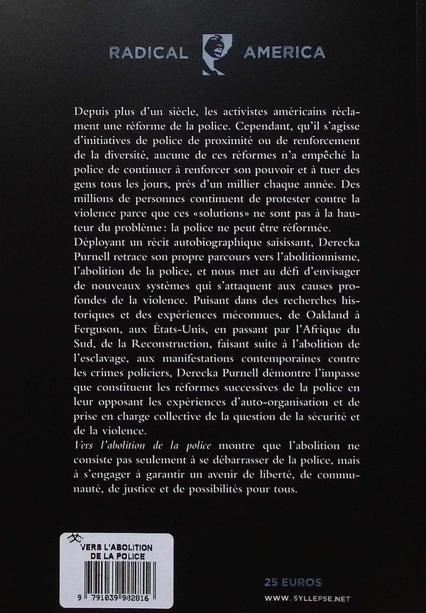 Quatrième de couverture de « Vers l'abolition de la police : violence, révoltes et libération aux États-Unis »