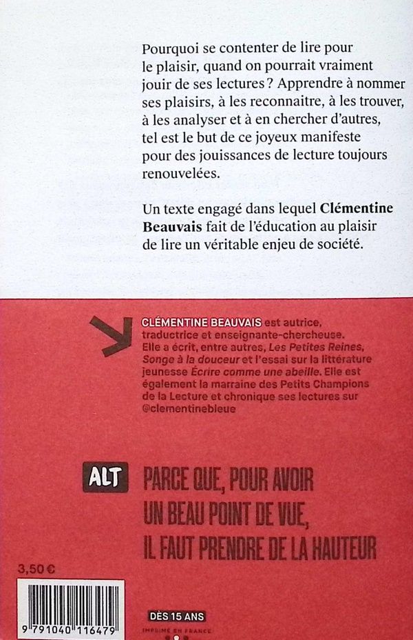 Quatrième de couverture de « Comment jouir de la lecture ? »