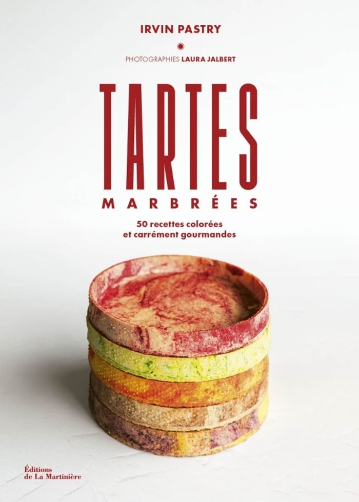 Couverture du livre « Tartes marbrées : 50 recettes colorées et carrément gourmandes » de Irvin Pastry, librairie Les Contes Infusés à Corte
