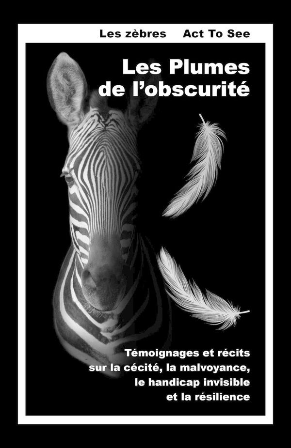 Couverture du livre « Les plumes de l'obscurité : témoignages et récits sur la cécité, la malvoyance, le handicap invisible et la résilience » de Les Zèbres Act To See, librairie Les Contes Infusés à Corte