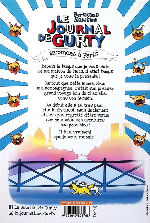 Quatrième de couverture de « LE JOURNAL DE GURTY - T12 - VACANCES A PARIS »