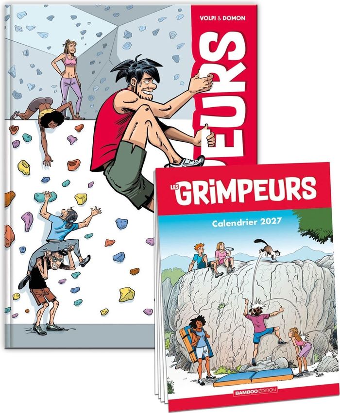 Couverture du livre « GRIMPEURS (LES) - LES GRIMPEURS - TOME 01 + CALENDRIER 2027 OFFERT » de Domon/volpi, librairie Les Contes Infusés à Corte