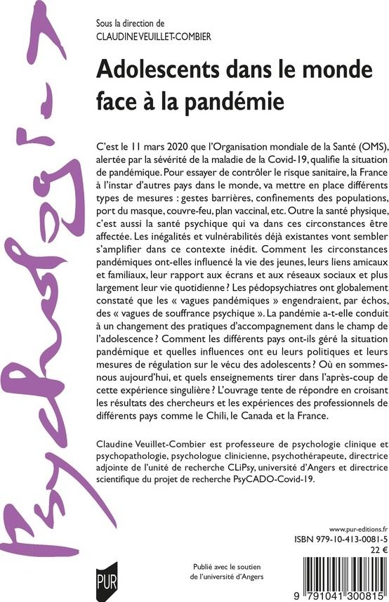 Quatrième de couverture de « Adolescents dans le monde face à la pandémie »