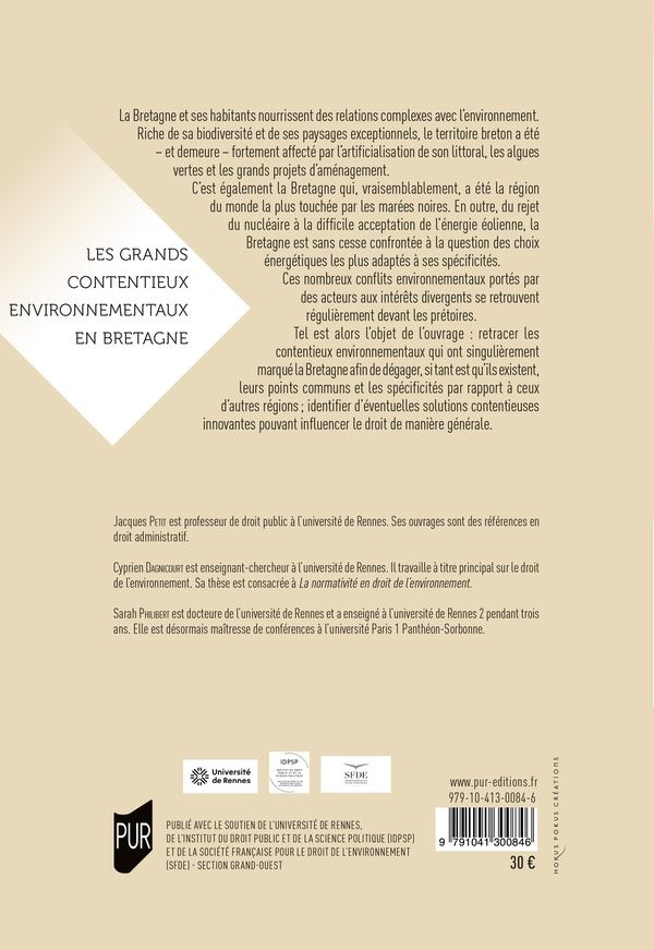 Quatrième de couverture de « Les grands contentieux environnementaux en Bretagne »