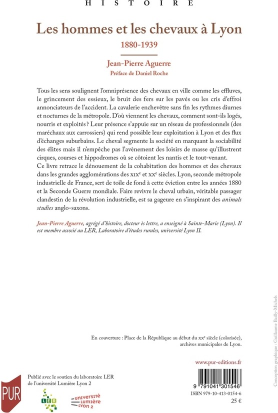 Quatrième de couverture de « Les hommes et les chevaux à Lyon, 1880-1939 »