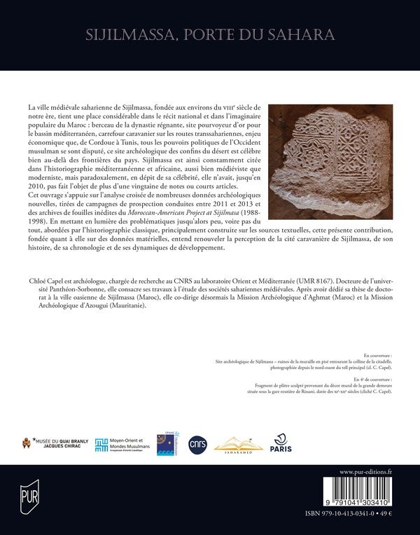 Quatrième de couverture de « Sijilmassa, porte du Sahara : histoire et archéologie d'une ville oasienne médiévale du sud marocain »