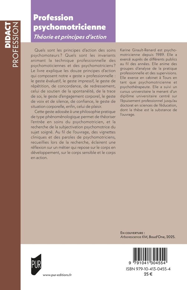 Quatrième de couverture de « Profession psychomotricienne : Théorie et principes d'action »