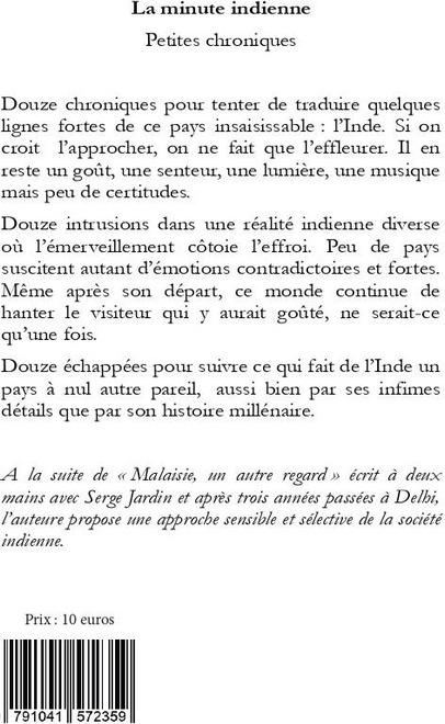 Quatrième de couverture de « La minute indienne : petites chroniques »
