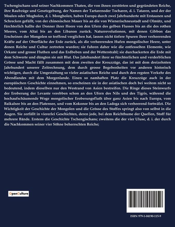 Quatrième de couverture de « GESCHICHTE DER ILCHANE DAS IST DER MONGOLEN IN PERSIEN »