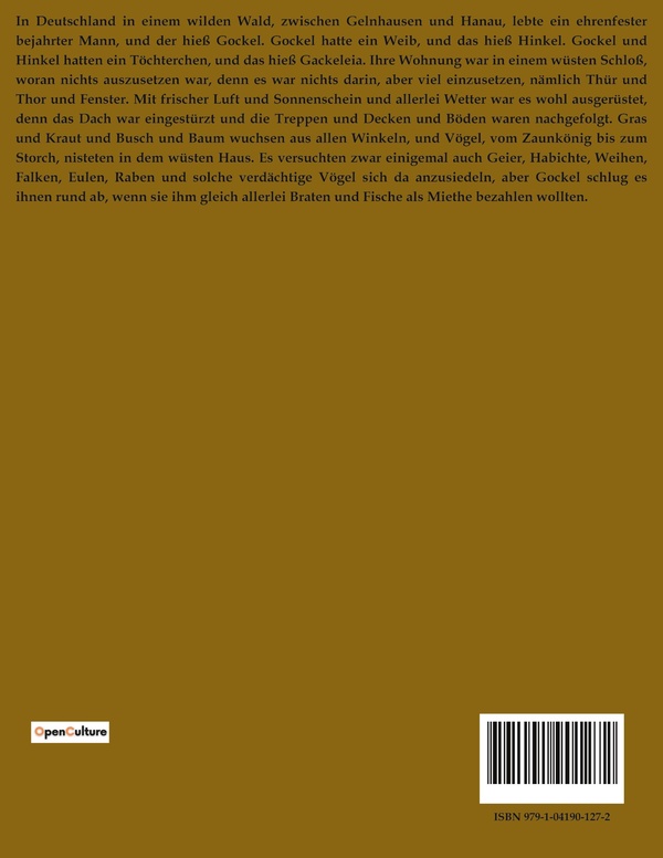 Quatrième de couverture de « GOCKEL, HINKEL UND GACKELEIA »