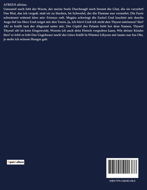 Quatrième de couverture de « ATREUS UND THYEST - EIN TODLICHES SPIEL UM MACHT UND RACHE »