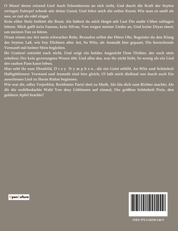 Quatrième de couverture de « VERSUCH EINER CRITISCHEN DICHTKUNST - DIE KUNST DER DICHTUNG IM ZEITALTER DER VERNUNFT »