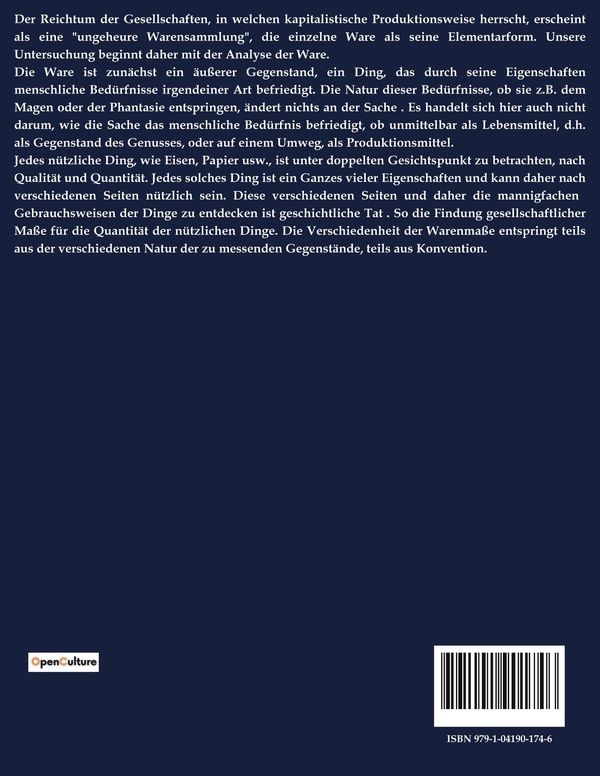 Quatrième de couverture de « DAS KAPITAL »