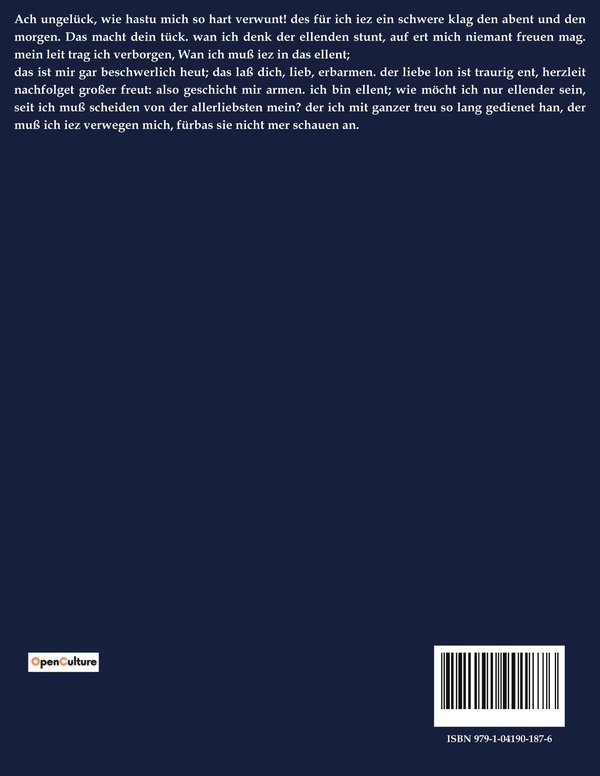 Quatrième de couverture de « GEISTLICHE UND WELTLICHE LIEDER »