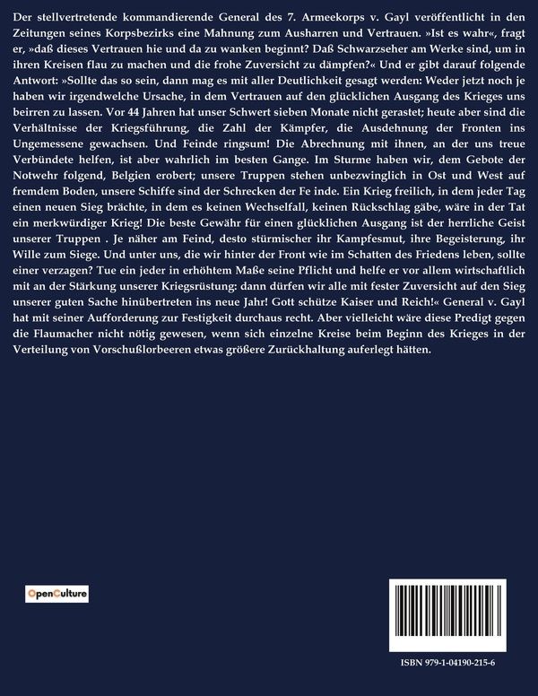 Quatrième de couverture de « HEERESBERICHT »