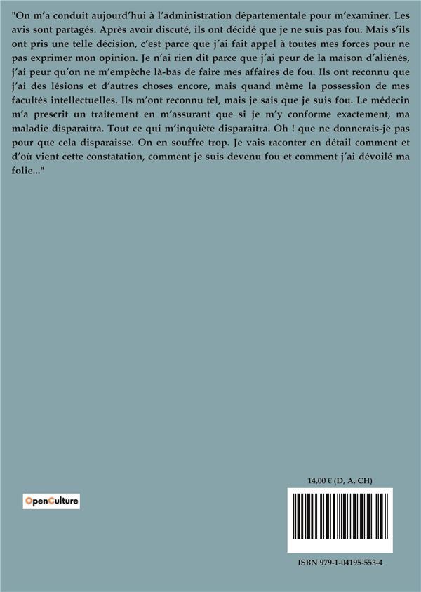 Quatrième de couverture de « NOTES D'UN FOU »
