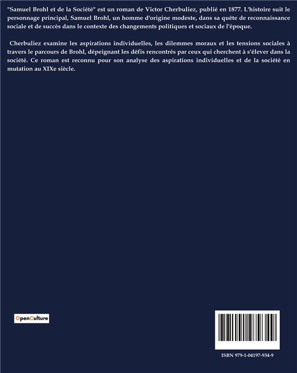 Quatrième de couverture de « SAMUEL BROHL ET DE LA SOCIETE - LES MASQUES DE L'TRANSITION: UNE QUETE D'IDENTITE »