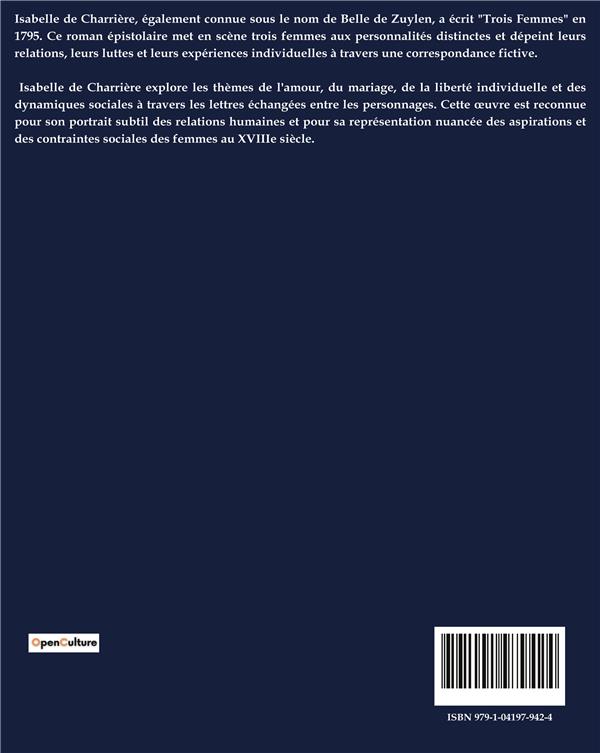 Quatrième de couverture de « TROIS FEMMES »