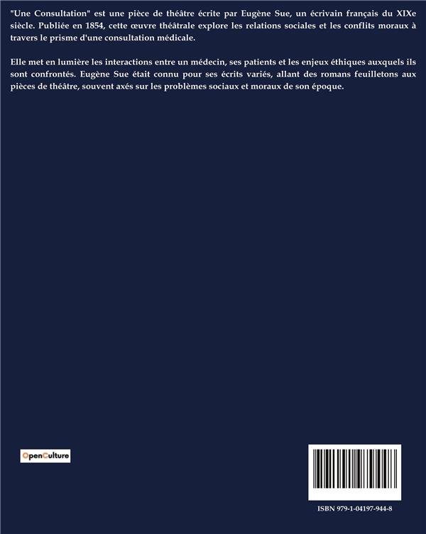 Quatrième de couverture de « UNE CONSULTATION »