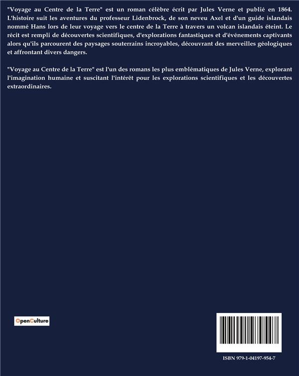 Quatrième de couverture de « VOYAGE AU CENTRE DE LA TERRE »