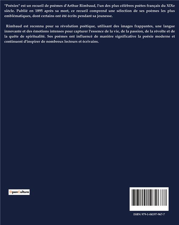 Quatrième de couverture de « POESIES »